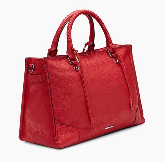 Rebecca Minkoff Regan Satchel Leather Tote In Scarlet Color - Picture 2 of 15